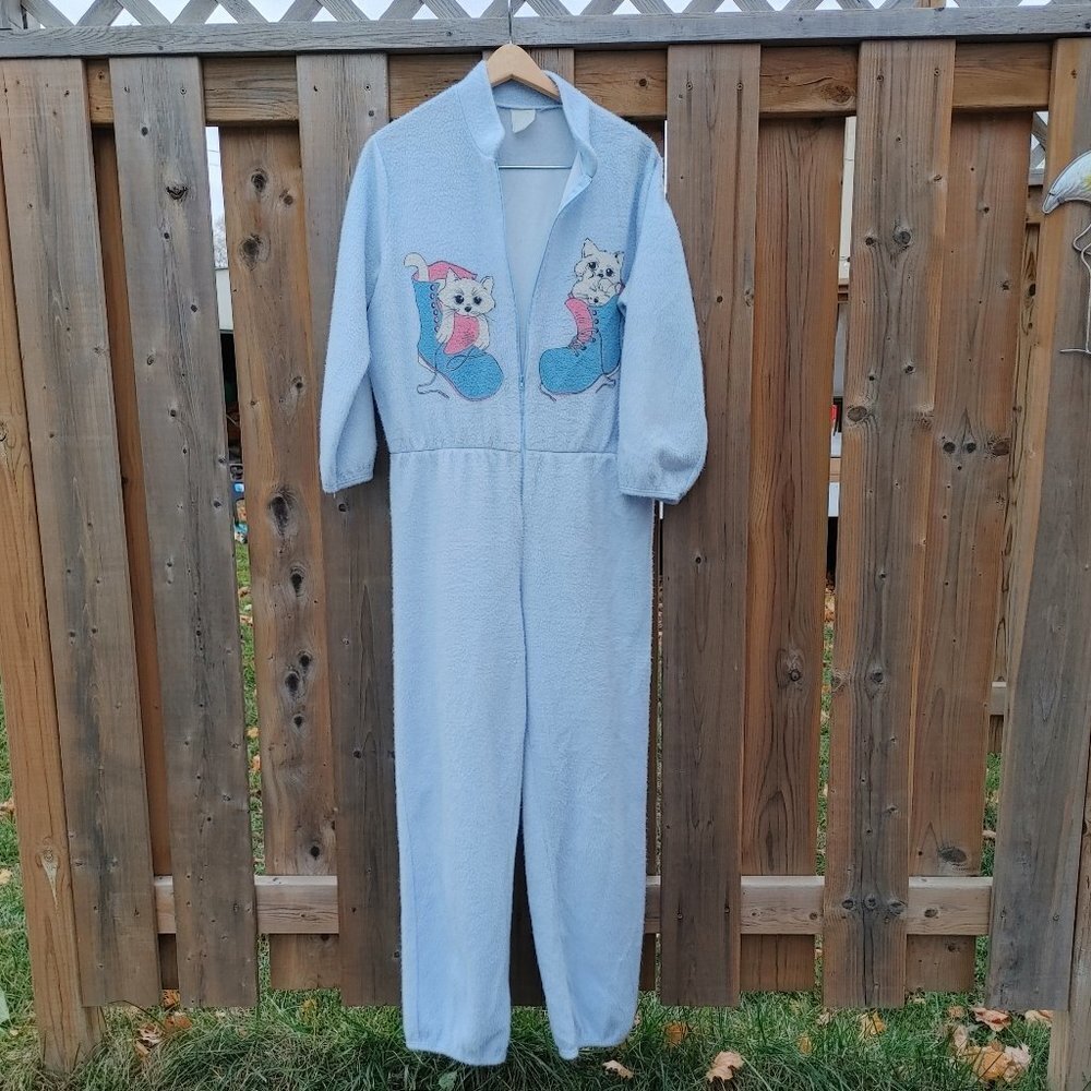 ADORABLE Kittens in Boots Onsie Pajamas Romper Fleece Size XL